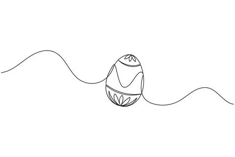Simple easter eggs illustration in one continuous line art style isolated o.. Stock Illustration