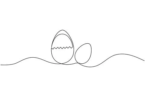 Simple easter eggs illustration in one continuous line art style isolated o.. Stock Illustration
