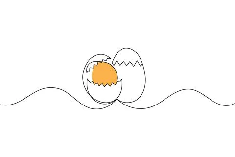 Simple easter eggs illustration in one continuous line art style isolated o.. Stock Illustration