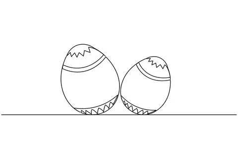 Simple easter eggs illustration in one continuous line art style isolated o.. Stock Illustration