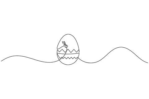 Simple easter eggs illustration in one continuous line art style isolated o.. Stock Illustration