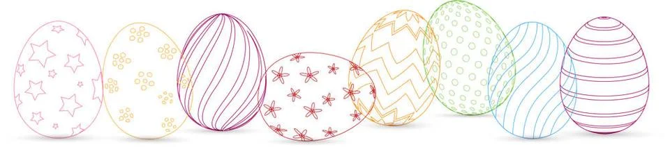 Simple Easter Eggs line art banner. Line drawing style. Icon, logo, symbol... Stock Photos