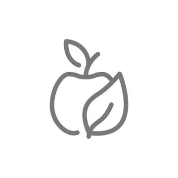 Simple eco apple line icon. Symbol and sign vector illustration design. Isolated Stock Illustration
