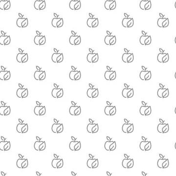Simple eco apple seamless pattern with various icons and symbols on white Stock Illustration