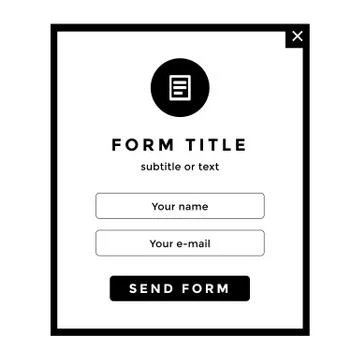 Simple editable form template with two text fields. Vector template Stock Illustration