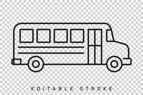 Simple editable stroke bus icon. Stock Illustration