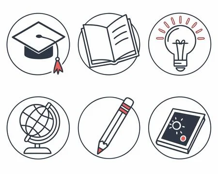 Simple Education and Learning Icon Set Stock Illustration