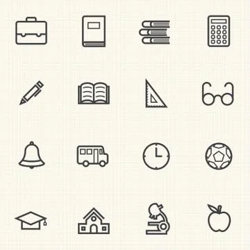 Simple Education icon sets. Line icons. Stock Illustration