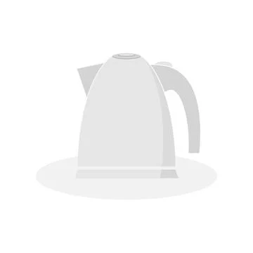 A simple electric kettle of a rounded shape in gray color with a switch in the Stock Illustration