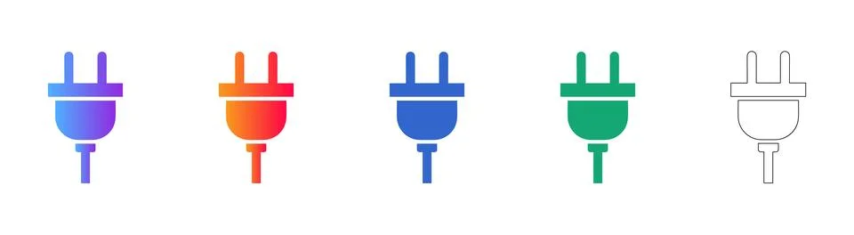 Simple Electric Plug Icons Set Stock Illustration
