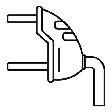 Simple electric plug line art icon connecting power Illustrazione stock