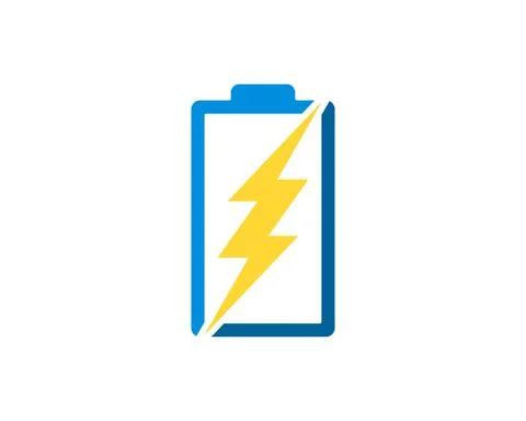 Simple electrical battery with lightning inside Stock Illustration
