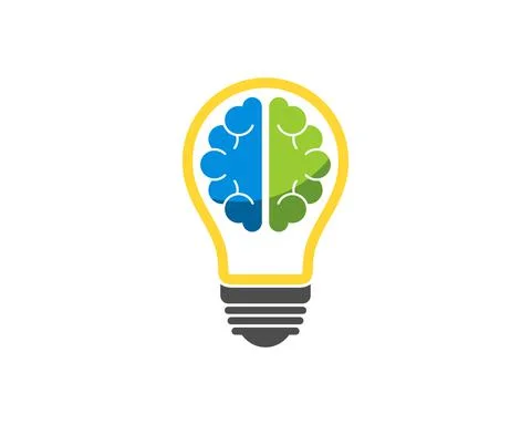 Simple electrical bulb with brain inside Stock Illustration