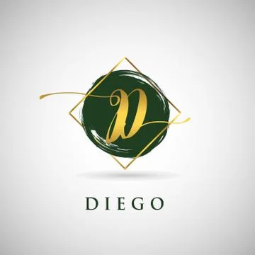 Simple Elegance Initial Letter D Gold Logo Type Sign Symbol Icon Stock Illustration