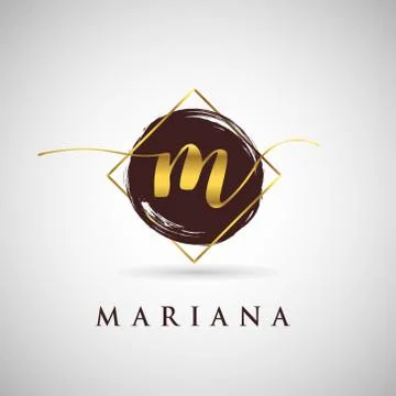 Simple Elegance Initial Letter M Gold Logo Type Sign Symbol Icon Stock Illustration