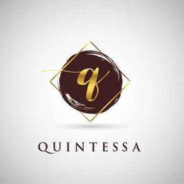 Simple Elegance Initial Letter Q Gold Logo Type Sign Symbol Icon Stock Illustration