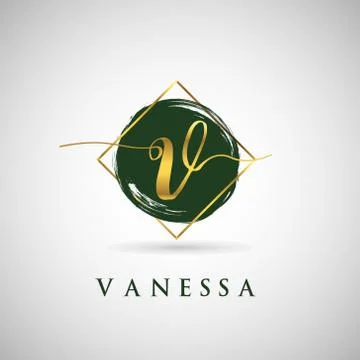 Simple Elegance Initial Letter V Gold Logo Type Sign Symbol Icon Stock Illustration