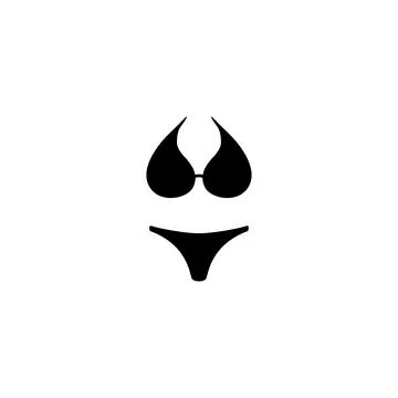A simple, elegant black bikini silhouette against a plain white background,.. Stock Illustration