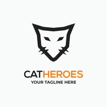 Simple elegant cat - cat heroes symbol - flat animal design Stock Illustration