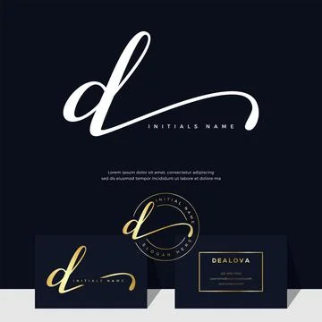 Simple elegant initial handwriting letter D on gold color Stock Illustration