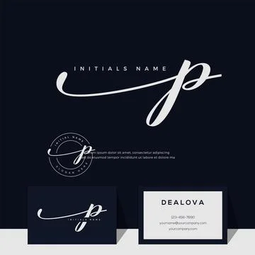 Simple elegant initial handwriting letter P on gold color Stock Illustration