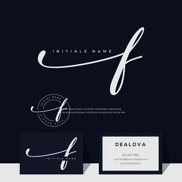 Simple elegant initial handwriting letter F on gold color Stock Illustration