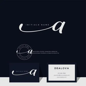 Simple elegant initial handwriting letter A on gold color Stock Illustration