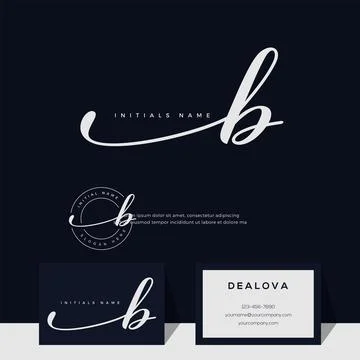 Simple elegant initial handwriting letter B on gold color Stock Illustration