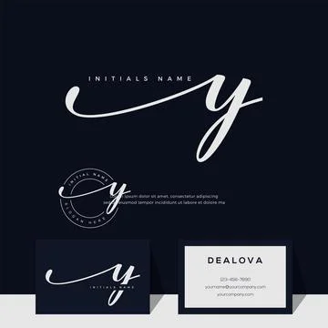 Simple elegant initial handwriting letter Y on gold color Stock Illustration