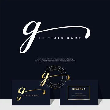 Simple elegant initial handwriting letter G on gold color Stock Illustration