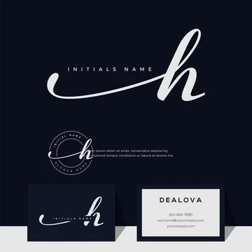 Simple elegant initial handwriting letter H on gold color Stock Illustration