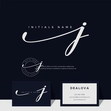 Simple elegant initial handwriting letter J on gold color Stock Illustration