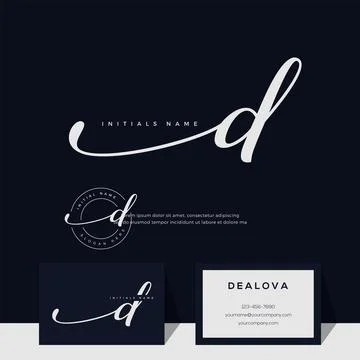 Simple elegant initial handwriting letter D on gold color Stock Illustration