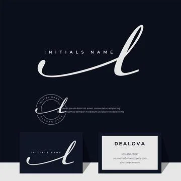 Simple elegant initial handwriting letter L on gold color Stock Illustration