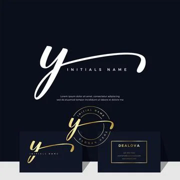 Simple elegant initial handwriting letter Y on gold color Stock Illustration