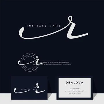 Simple elegant initial handwriting letter R on gold color Stock Illustration