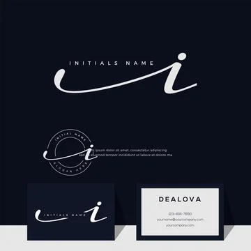 Simple elegant initial handwriting letter I on gold color Stock Illustration