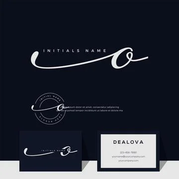 Simple elegant initial handwriting letter O on gold color Stock Illustration