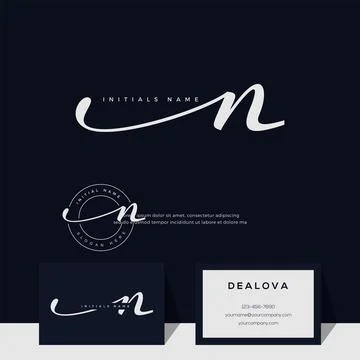 Simple elegant initial handwriting letter N on gold color Stock Illustration