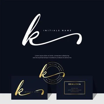 Simple elegant initial handwriting letter K on gold color Stock Illustration