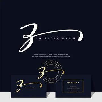 Simple elegant initial handwriting letter Z on gold color Stock Illustration