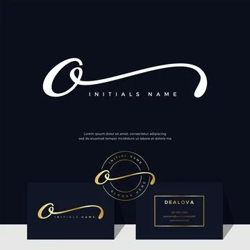 Simple elegant initial handwriting letter O on gold color Stock Illustration