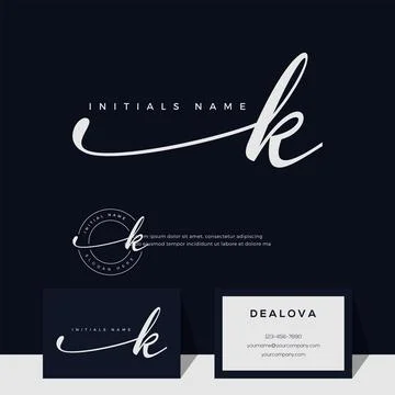 Simple elegant initial handwriting letter K on gold color Stock Illustration