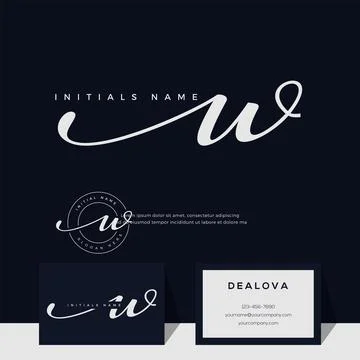 Simple elegant initial handwriting letter W on gold color Stock Illustration