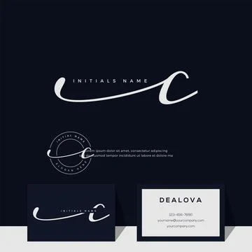 Simple elegant initial handwriting letter C on gold color Stock Illustration