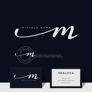 Simple elegant initial handwriting letter M on gold color Stock Illustration