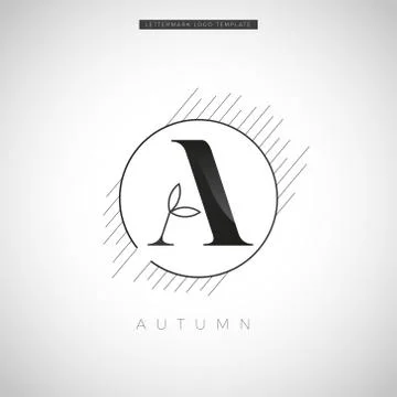 Simple Elegant Initial Letter Type A With Leaf Logo Sign Symbol Icon Stock Illustration