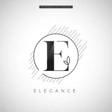 Simple Elegant Initial Letter Type E With Leaf Logo Sign Symbol Icon Stock Illustration