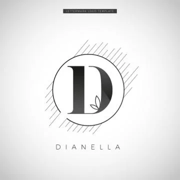 Simple Elegant Initial Letter Type D With Leaf Logo Sign Symbol Icon Stock Illustration