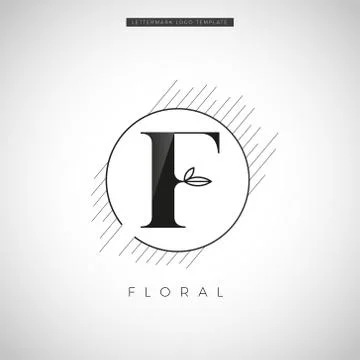 Simple Elegant Initial Letter Type F With Leaf Logo Sign Symbol Icon Stock Illustration